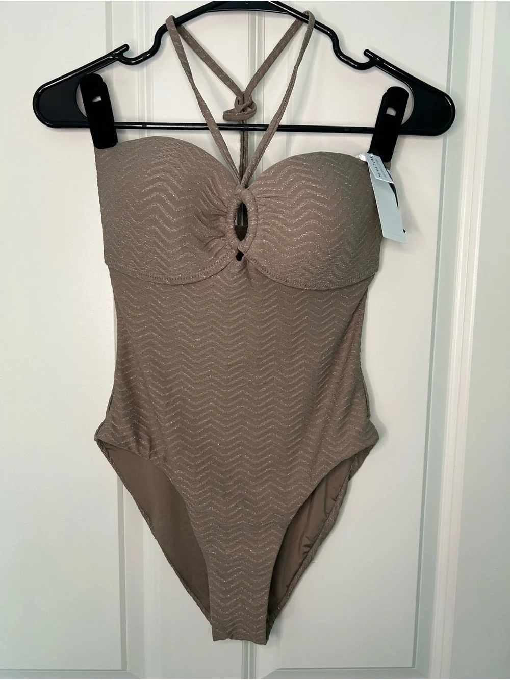 Trina Turk Mauve Taupe Textured One-Piece Swimsuit